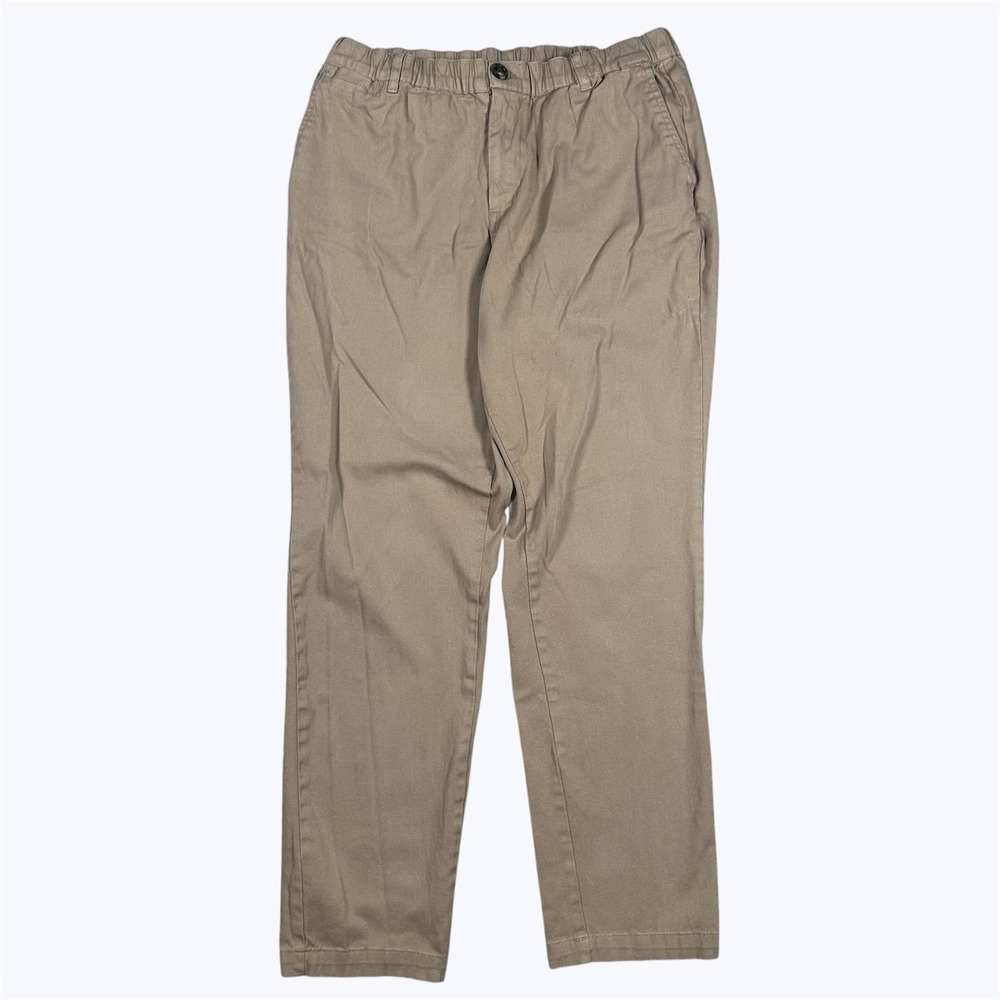 COVE USA Pants Mens 34x29 Beige Elastic Waist Stretch Canvas Cotton Chino EUC